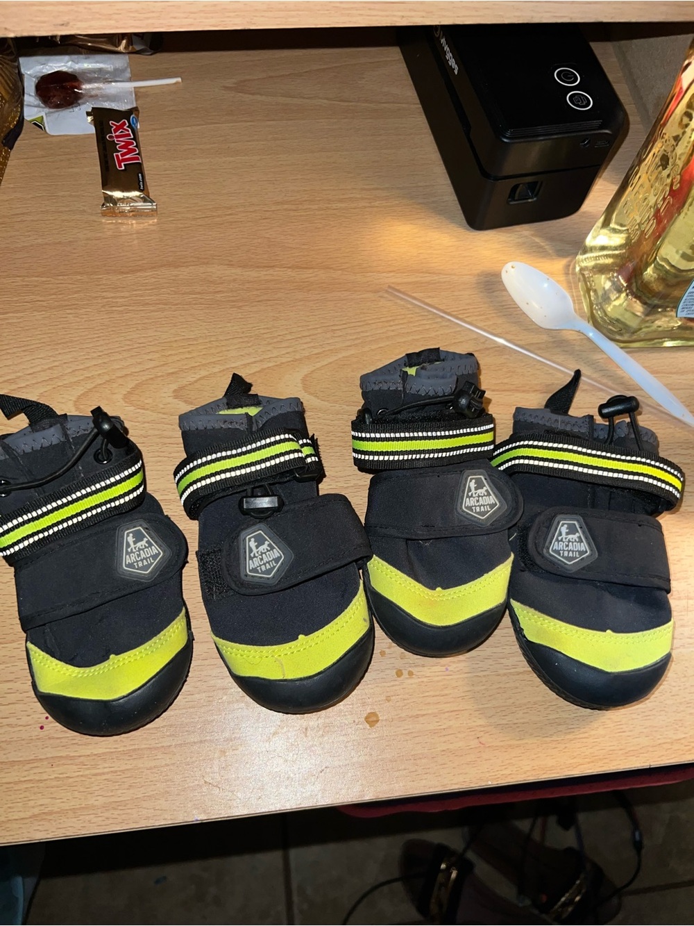 Arcadia Trail Black and Neon Yellow Reflective Winter Booties for dogs